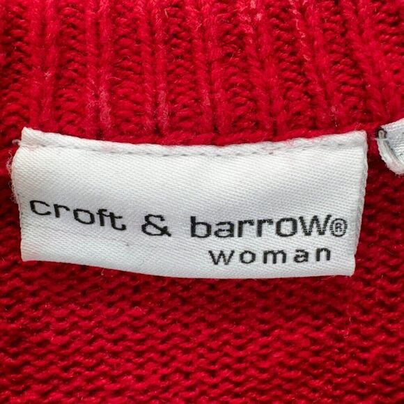 Croft & Barrow Ugly Christmas Cardigan Sweater Womens Red Snowman Button Up 90 - Picture 5 of 7